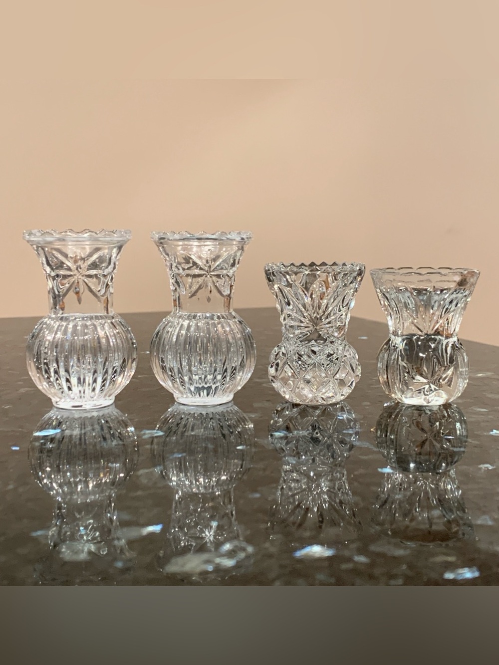 Vtg Cut Crystal Toothpick Holders Mini Bud Vases Cristal d’Arques Princess House